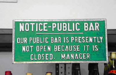 Bar closed sign